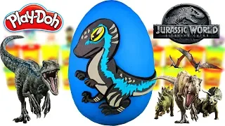 Huevo Sorpresa Gigante de Blue Velociraptor Bebe de Jurassic World 2 Plastilina Play doh Español