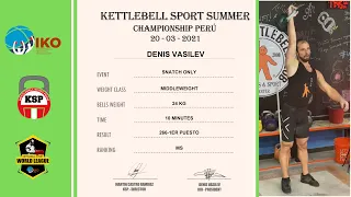 Kettlebell Snatch 24kg, 267reps in 10min for KB Sport Peru ONLINE competition