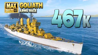 Cruiser Goliath with 467k damage on map Mountain Range - World of Warships