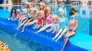 Two Barbie Ken Swimming Pool Water Slide Morning Routine Doll Play Toys 수영장 인형놀이 일상 드라마 장난감 |보라미TV