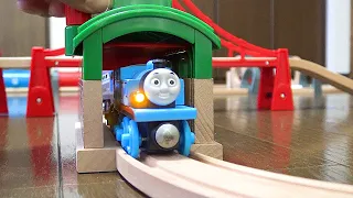 Brio & Thomas wooden train. Subway tunnel maintenance factory