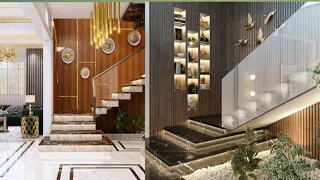 Modern staircase wall design makeover ideas.||Royal world.