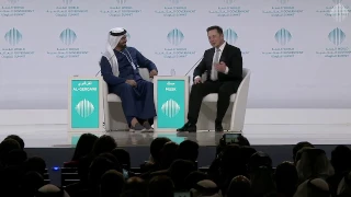 Mohammad Al Gergawi in a conversation with Elon Musk during WGS17