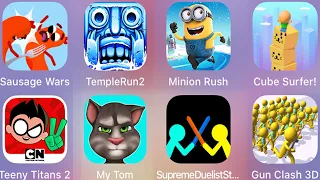 Cuber Surfer,My Tom,Minion Rush,Gun Clash,Teeny Titans,Temple Run,Sausage Wars /Best 8 Games Of Ipad