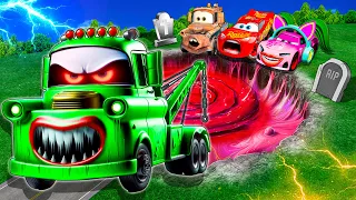 Grave Pit Transform In Ghost Lightning McQueen & Big & Small Pixar Cars! Beam.NG Drive!