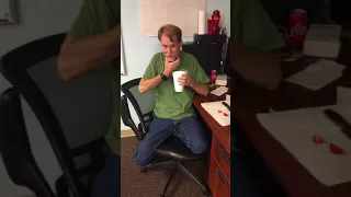 World's hottest pepper challenge at work.  The Carolina Reaper!