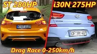 Ford Focus ST 280 HP VS Hyundai i30N PERF 275 HP - Acceleration Sound 0 -250 km/h