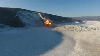 Подрыв  оползня на реке Бурея