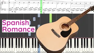 Easy piano tutorial. Spanish Romance (Romanza). Sheet music, midi