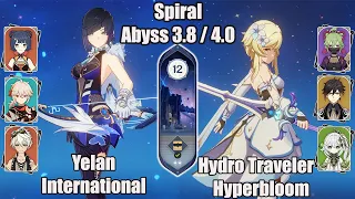 C0 Yelan International And C0 Hydro Traveler Hyperbloom SPIRAL ABYSS 3.8 / 4.0 - Genshin impact