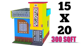 15x20 house plan, village style single bedroom|300SQFT house plan|15X20 house plan|1bhk house plan