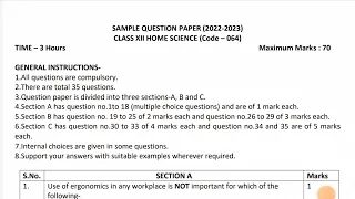 cbse sample paper class 12 home science 2022 23 solutions