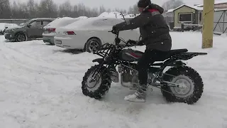 Мотоцикл Скаут-5, полный привод, покатушки по снегу.
