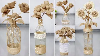 5 Simple Jute Flower Vase Craft Ideas with Used Bottle make in a jiff !