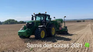 Semis colza 2021 dans l’Aude avec un John Deere 6250 et un semoir 750 A