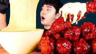 MUKBANG ASMRㅣ눈물나게 매운! 불닭치킨 치즈퐁듀 리얼사운드 먹방!🍗Spicy Chicken Cheese Korean Buldak 후니 Hoony Eating Sound