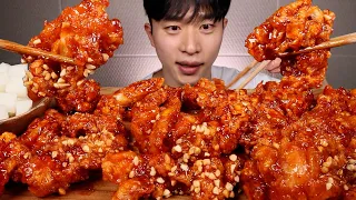 Spicy Seasoned Chicken Eating ASMR (English SUB)