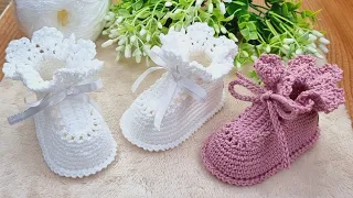 Sapatinho de crochê para bebê - Ellen/Easy and quick to weave baby shoes