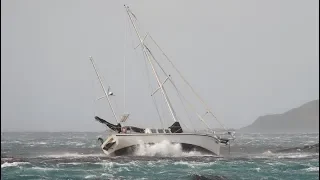 Yacht Windora On The Rocks in South Georgia