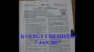 KVS PGT chemistry QUESTION PAPER 7 JAN 2017 PAPER 1