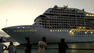 Porto antico Genova Italy,ORCHESTRA MSC é bella nave