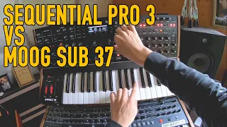 Sequential Pro 3 vs. Moog Sub 37: Raw Sounds, Basic Sound Design, No Effects, *No Talking*