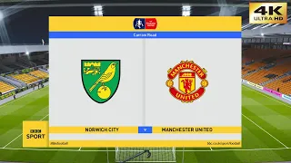 PES 2020 (PC) Norwich vs Manchester United | EMIRATES FA CUP QUARTER-FINAL | 27/6/2020 | 4K 60FPS