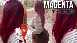 Refresh Red Hair & ROOT TOUCH UP | LOREAL HICOLOR HIGHLIGHTS MAGENTA + Adore Magenta + Raging Red