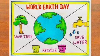 World Earth Day Drawing || World Earth Day Poster Drawing Easy steps || Save Tree Save Earth Drawing