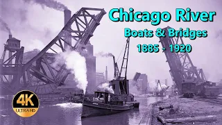 Chicago River Bridges & Boats 1885-1920【4K】High-def Vintage Photos & Illustrations | Chicago History