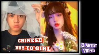 CHINESE BOY TO GIRL MAKEUP TRANSFORMATION 2 VIDEOS | CUTE GORGEOUS CHINESE CROSSDRESSER | #BOYTOGIRL