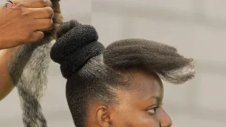 What A Viral Christmas Natural Hairstyle With Natural Kinky Hair Extension. Must Watch