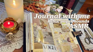 Decorate my journal with a yellow theme | Relaxing paper sounds ASMR | Collage | Scrapbooking |