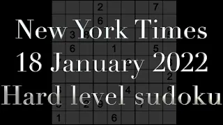 Sudoku solution – New York Times sudoku 18 January 2022 Hard level