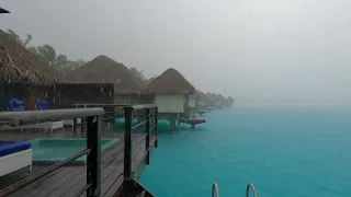 Bora Bora Bungalow rain in 4k