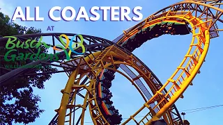 All Coasters at Busch Gardens Williamsburg + On-Ride POVs - Front Seat Media