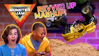 Monster Truck Stunts & Dunk Tank DUEL 🔥 Monster Jam Revved Up Recaps 9 & 10 - Kids Action Toy Videos