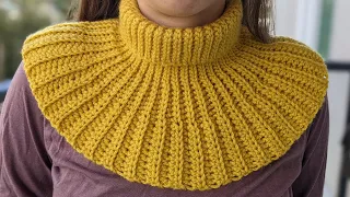 Crochet Ribbed Turtleneck Dickey (Round-Shaped)