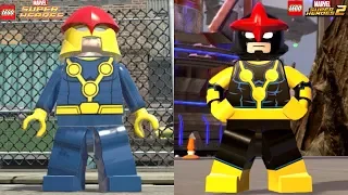 Lego Marvel Superheroes 1 VS Lego Marvel Superheroes 2 (All Characters Side by side)