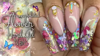 Encapsulated Flowers Hard Gel Nail | Mothers Day Nails | Hard Gel Nails