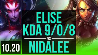 ELISE vs NIDALEE (JUNGLE) | KDA 9/0/8, Legendary | BR Grandmaster | v10.20