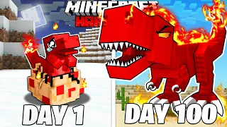 I Survived 100 Days as a FIRE DINOSAUR in HARDCORE Minecraft