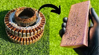 Copper Casting Motor Rotor Stators - Scrapyard Salvage Dumpster Diving -ASMR Metal Melting BigStackD