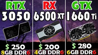 RTX 3050 VS RX 6500 XT VS GTX 1660 Ti | I9 12900K - TEST IN 10 GAMES