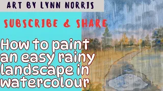 How to paint an easy rain landscape in watercolour, full tutorial, beginner friendly