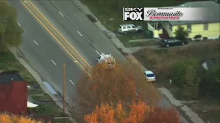 Raw video: SkyFOX helicopter over a  bi-state police chase of a stolen work van