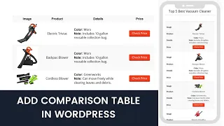 How to add comparison table to wordpress