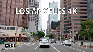 Driving Downtown - Los Angeles 4K HDR - 6AM Sunday Morning - USA