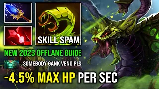 How to Offlane Venomancer in 2023 with Overpower -4.5% Max HP Per Second Crazy Poison DPS Dota 2