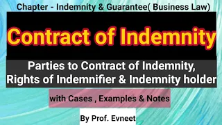 Contract of Indemnity | Rights of Indemnity holder | Rights of Indemnifier | Ca Foundation |in Hindi